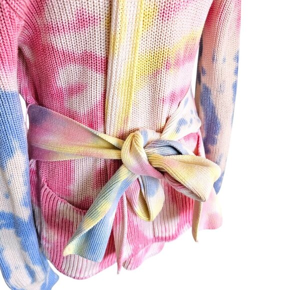 525 America Tie Die Wrap Front Tie Knit Cotton Cardigan Sz XS - Picture 3 of 13